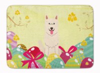 Easter Eggs White German Shepherd Machine Washable Memory Foam Mat