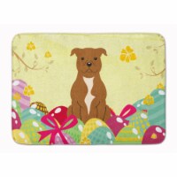 Easter Eggs Staffordshire Bull Terrier Brown Machine Washable Memory Foam Mat