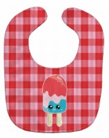Carolines Treasures BB7067BIB Ice Pop Popsicle Face Gingham Baby Bib