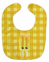 Carolines Treasures BB7069BIB Ice Pop Popsicle Face Gingham Yellow Baby Bib