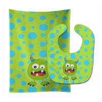 Carolines Treasures BB7003STBU Little Monster Greenie Doodle Baby Bib & Burp Cloth