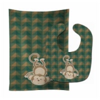 Carolines Treasures BB7023STBU Monkey Baby Bib & Burp Cloth