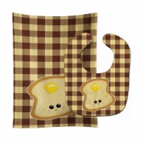 Carolines Treasures BB7041STBU Buttered Toast Face Baby Bib & Burp Cloth
