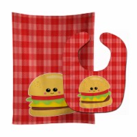 Carolines Treasures BB7042STBU Hamburger Face Baby Bib & Burp Cloth
