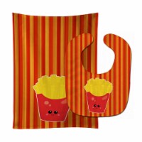 Carolines Treasures BB7050STBU French Fries Face Baby Bib & Burp Cloth