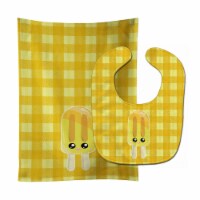 Carolines Treasures BB7069STBU Ice Pop Popsicle Face Gingham Yellow Baby Bib & Burp Cloth
