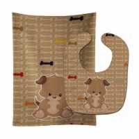 Carolines Treasures BB7075STBU Puppy on Brown Bones Baby Bib & Burp Cloth