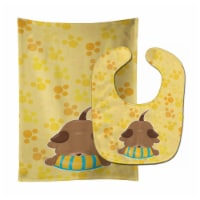 Carolines Treasures BB7076STBU Puppy on Yellow Pawprints Baby Bib & Burp Cloth