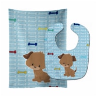 Carolines Treasures BB7079STBU Puppy on Blue Bones Baby Bib & Burp Cloth