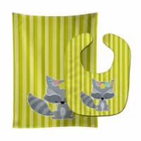Carolines Treasures BB7095STBU Raccoon With Flowers Baby Bib & Burp Cloth