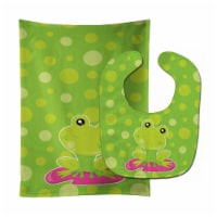 Carolines Treasures BB7098STBU Frog on Lily Pad Green Polkadots Baby Bib & Burp Cloth