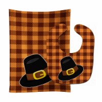 Carolines Treasures BB7112STBU Thanksgiving Pilgrim Hat Baby Bib & Burp Cloth