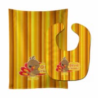 Carolines Treasures BB7115STBU Thanksgiving Turkey Give Thanks Baby Bib & Burp Cloth