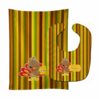 Carolines Treasures BB7116STBU Thanksgiving Turkey Thanks Baby Bib & Burp Cloth