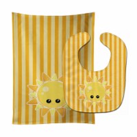 Carolines Treasures BB7155STBU Weather Sunshine Face Baby Bib & Burp Cloth