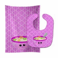 Carolines Treasures BB7163STBU Pink Bowl of Cereal Baby Bib & Burp Cloth