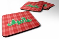Carolines Treasures BB6972FC Christmas Tree Reindeer Red Foam Coasters - Set of 4