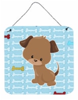 Carolines Treasures  BB7079DS66 Puppy on Blue Bones Wall or Door Hanging Prints