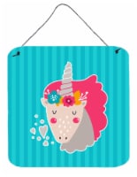 Carolines Treasures  BB7140DS66 Unicorn Blue Stripes Wall or Door Hanging Prints