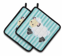 Carolines Treasures  BB6873PTHD Sheep on Blue Stripes Pair of Pot Holders