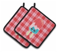 Carolines Treasures BB7067PTHD Ice Pop Popcicle Face Gingham Pair of Pot Holder