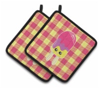 Carolines Treasures BB7068PTHD Ice Pop Popcicle Face Gingham Pair of Pot Holder