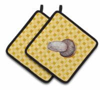 Carolines Treasures  BB7212PTHD Rotkappe Mushroom on Basketweave Pair of Pot Hol