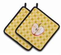 Carolines Treasures  BB7218PTHD Half Apple on Basketweave Pair of Pot Holders