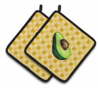 Carolines Treasures BB7221PTHD Sliced Avacado on Basketweave Pair of Pot Holder