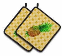 Carolines Treasures BB7246PTHD Whole Pineapple on Basketweave Pair of Pot Holde