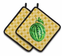 Carolines Treasures  BB7252PTHD Whole Watermelon on Basketweave Pair of Pot Hold