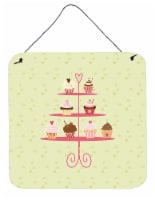 Carolines Treasures  BB7304DS66 Cupcakes 3 Tier Stand on Green Wall or Door Hang