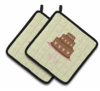 Carolines Treasures BB7303PTHD Heart Chocolate Cake on Green Pair of Pot Holder