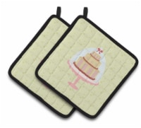 Carolines Treasures BB7305PTHD Decorated Cake on Green Pair of Pot Holders