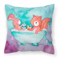Rabbit and Squirrel Bathing Watercolor Fabric Decorative Pillow