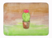 Cactus Green and Brown Watercolor Machine Washable Memory Foam Mat