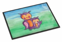 Carolines Treasures BB7430JMAT Momma and Baby Owl Watercolor Doormat 24x36
