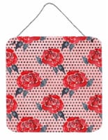 Watercolor Red Roses and Polkadots Wall or Door Hanging Prints
