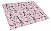 Watercolor Fashion Diva Shoes and accessories Glass Cutting Board Large