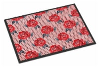 Carolines Treasures BB7513MAT Watercolor Red Roses and Polkadots Doormat 18x27