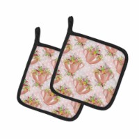 Carolines Treasures BB7481PTHD Tea Cup and Flowers Pink Pair of Pot Holders