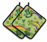 Watercolor St Patrick's Day Lucky Leprechan Pair of Pot Holders