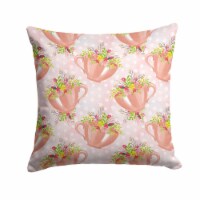 Carolines Treasures BB7481PW1414 Tea Cup and Flowers Pink Fabric Decorative Pil