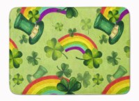 Watercolor St Patrick's Day Lucky Leprechan Machine Washable Memory Foam Mat