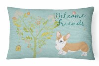Welcome Friends Pembroke Welsh Corgi Red Canvas Fabric Decorative Pillow