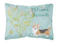 Welcome Friends Cardigan Welsh Corgi Tricolor Canvas Fabric Decorative Pillow