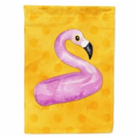 Carolines Treasures BB8257CHF Flamingo Floaty Yellow Polkadot House Flag