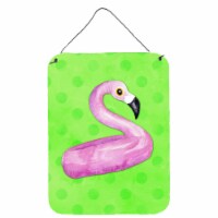 Carolines Treasures BB8255DS1216 Flamingo Floaty Green Polkadot Wall or Door Ha