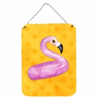 Carolines Treasures BB8257DS1216 Flamingo Floaty Yellow Polkadot Wall or Door H