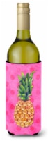 Carolines Treasures BB8194LITERK Pineapple Pink Polkadot Wine Bottle Hugger